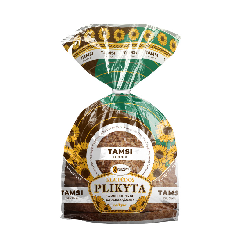 Klaipėdos duona plikyta tamsi su saulėgąžomis 400g