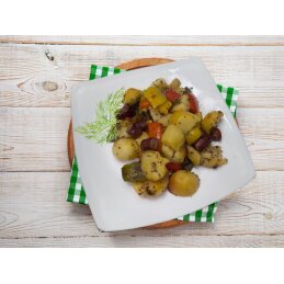 Apkeptos bulvės su paprika ir dešrelėmis,kg