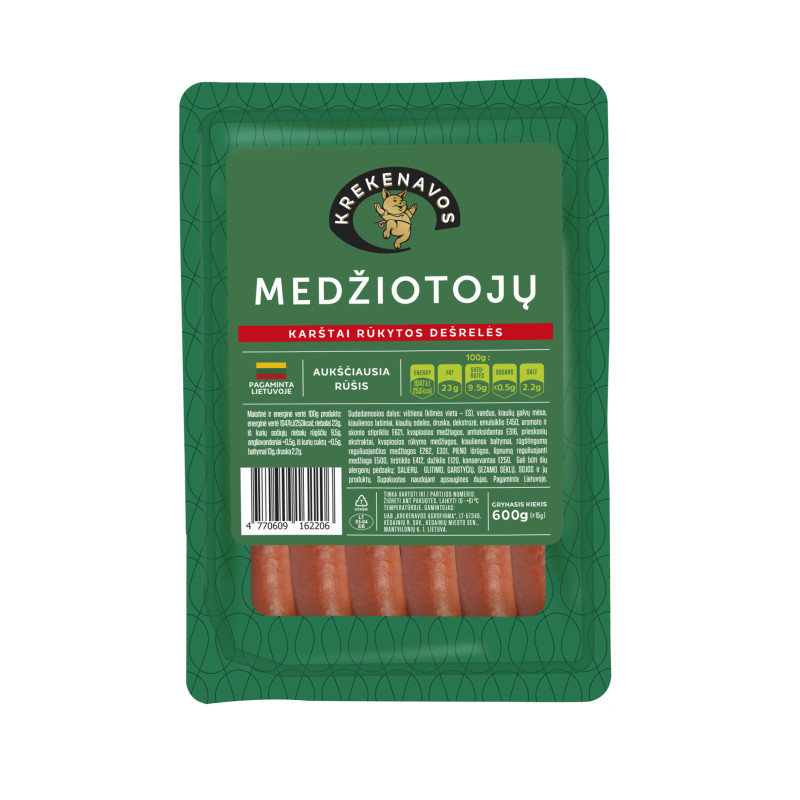 Karšto rūkymo  dešrelės  Medžiotoju  600g