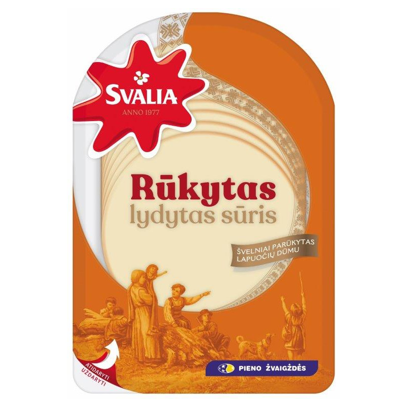 Rūkytas, lydytas sūris SVALIA 45%, raikytas, 150g