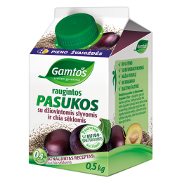 Raugintos pasukos  Gamtos  su džiovintomis slyvomis ir sėlenimis 0.5kg 0.3%