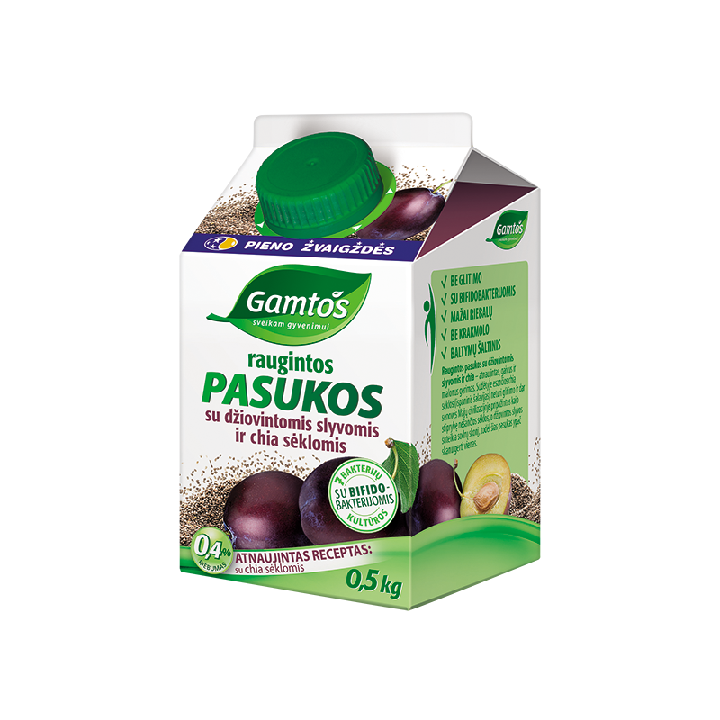 Raugintos pasukos  Gamtos  su džiovintomis slyvomis ir sėlenimis 0.5kg 0.3%