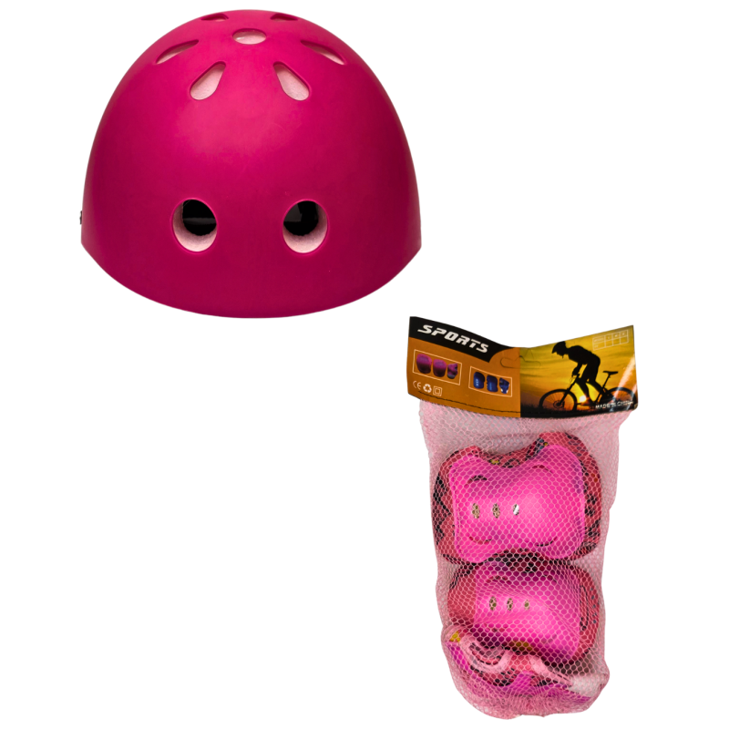 Plastikinis šalmas su apsaugomis vaikiškas