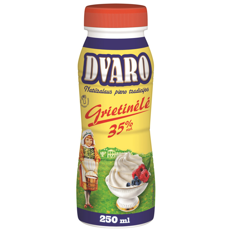 Sterilizuota plakamoji grietinėlė "Dvaro" 35% 250ml