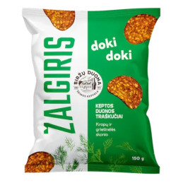 Keptos duonos traškučiai Doki Doki Žalgiris krapų ir grietinėlės skonio 150g