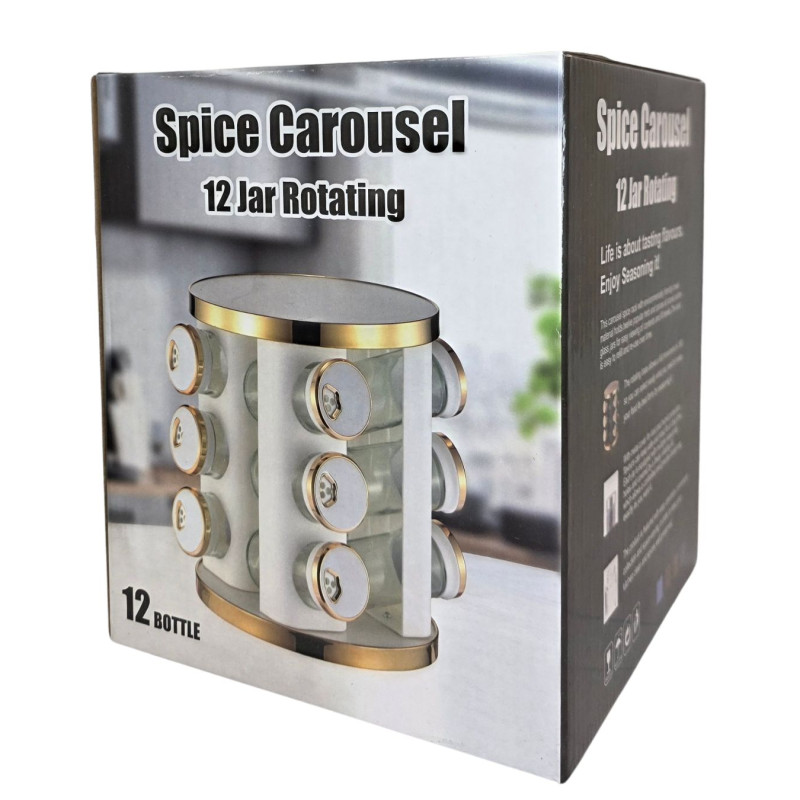 Stiklinė prieskoninė su 12 indelių