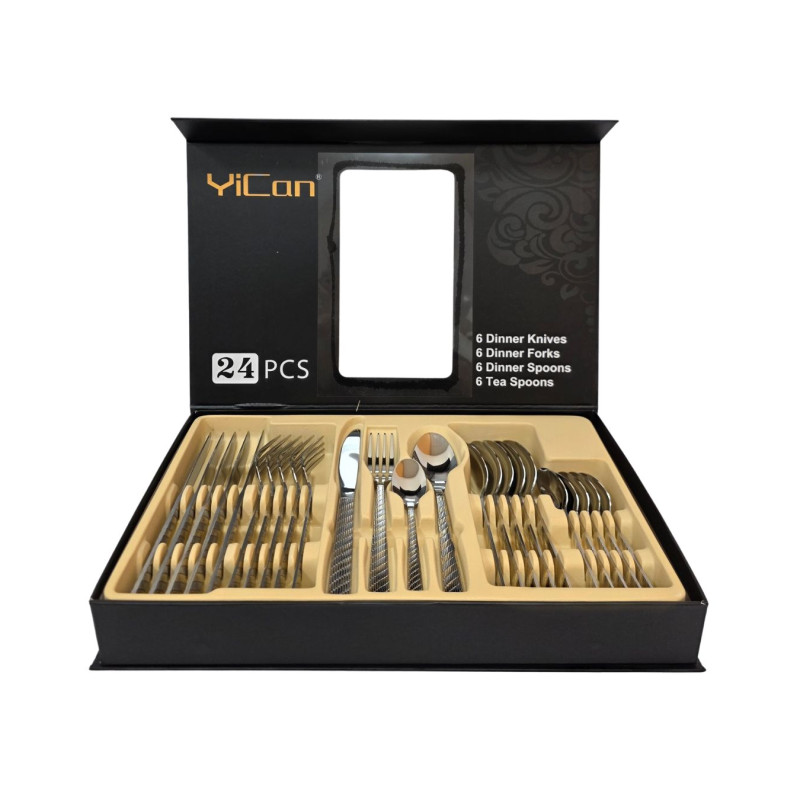 Nerūdijančio plieno stalo įrankių rinkinys 24vnt dėkle