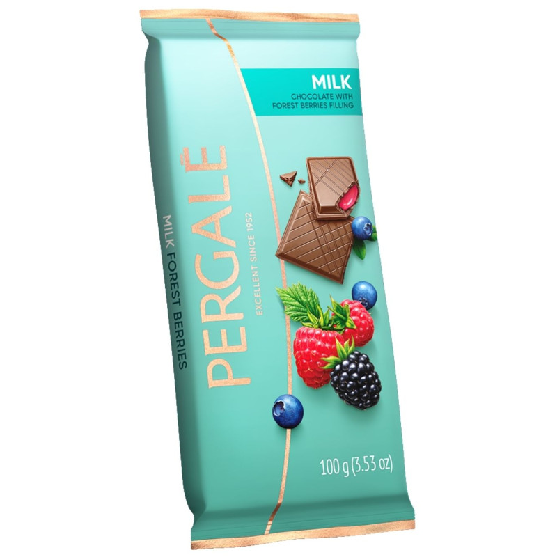 Pieninis šokoladas Pergalė su miško uogų įdaru, 100g
