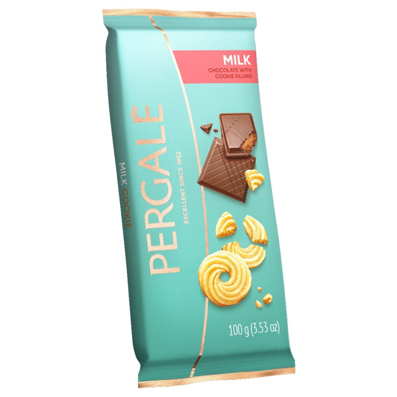 Pieninis šokoladas Pergalė su sausainių įdaru, 100g