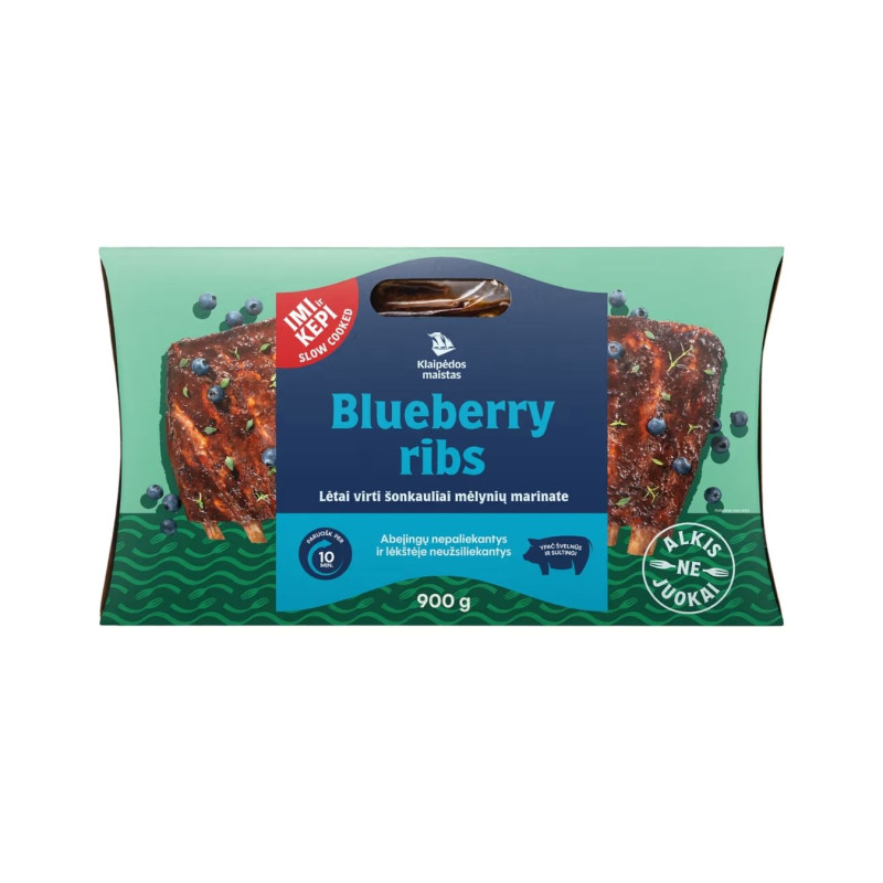 Lėtai virti šonkauliai mėlynių marinate, 900g