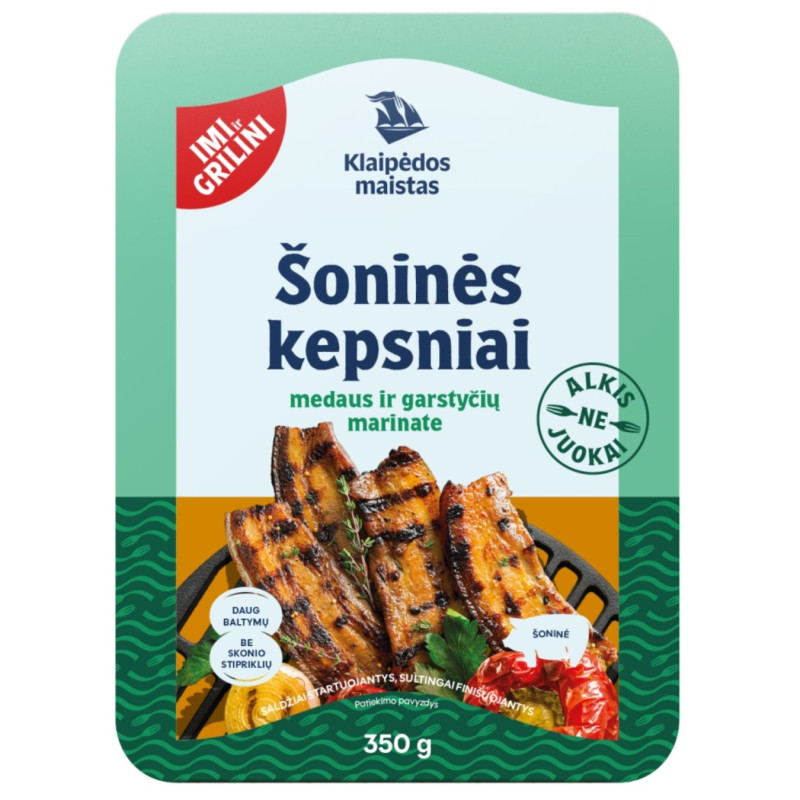 Šoninės kepsniai medaus ir garstyčių marinate 350g/ Klaipėdos maistas