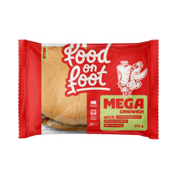 Sumuštinis MEGA su vištienos kebabo mėsa, marinuotais agurkais ir švelniai aštriu padažu, 255g