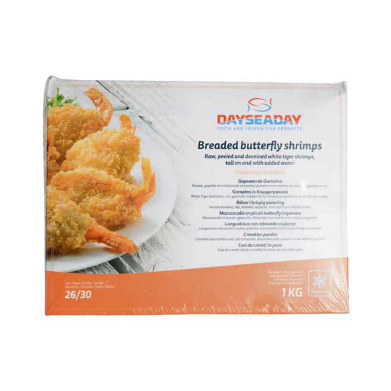 Šaldytos krevetės džiūvėsėliuose drugelio formos, 1kg