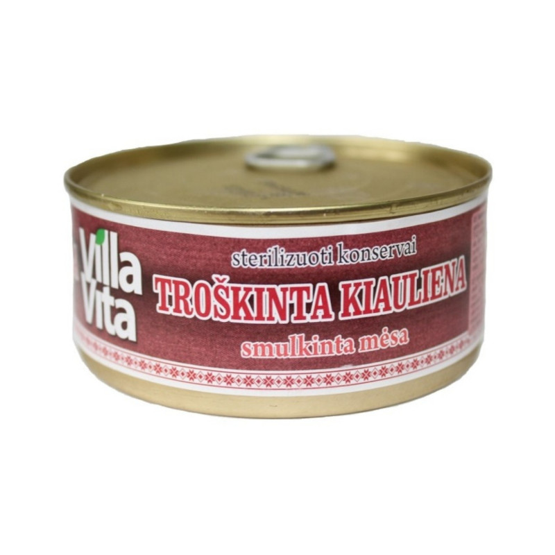 Sterilizuoti konservai Villa Vita Troškinta kiauliena smulkinta mėsa 250g