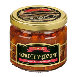 Rūkyti šprotai pomidorų padaže, 250g (stikle)