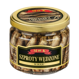 Rūkyti šprotai aliejuje, 250g (stikle)