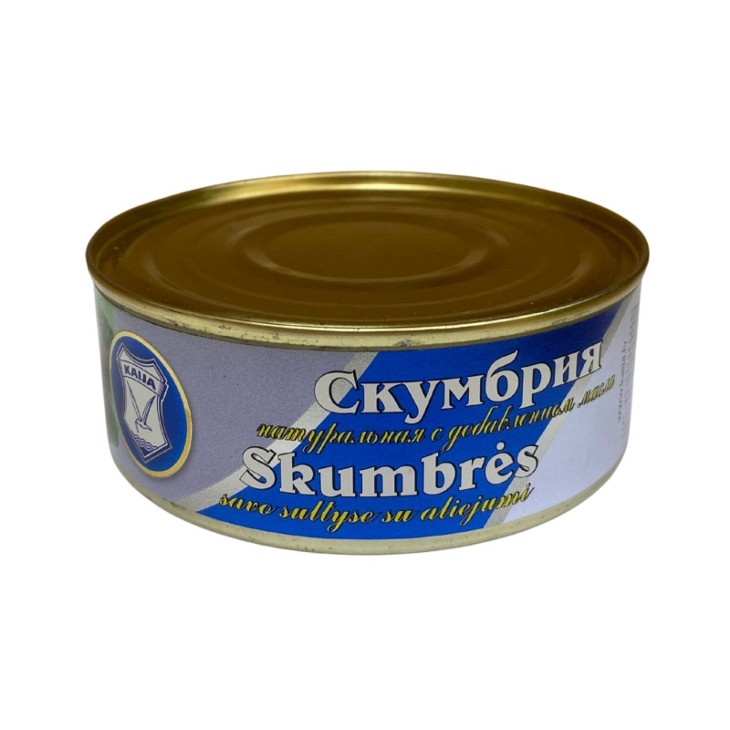 Konservuota skumbrės Kaija, 240g savo sultyse su aliejumi