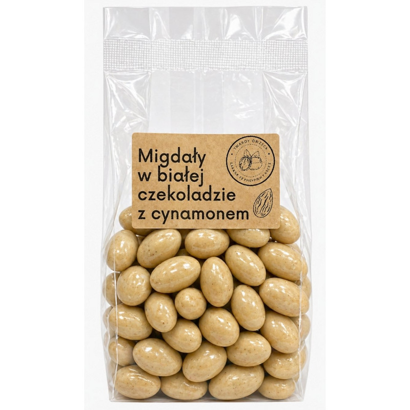 Migdolai baltajame šokolade su cinamonu, 200g
