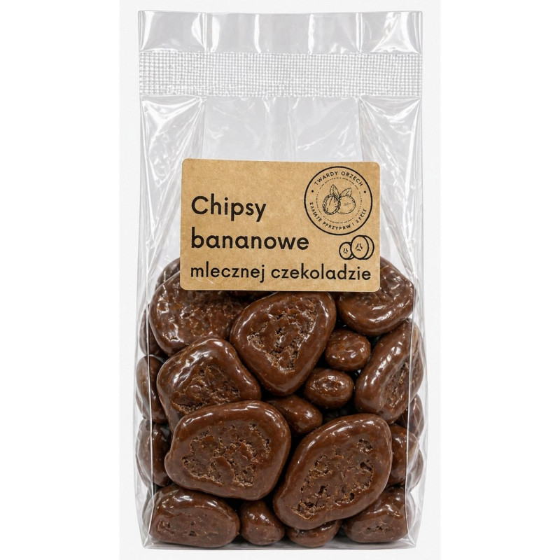 Bananų traškučiai pieniškame šokolade, 200g