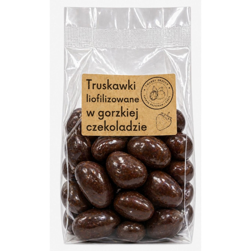 Liofilizuotos braškės juodajame šokolade, 200g