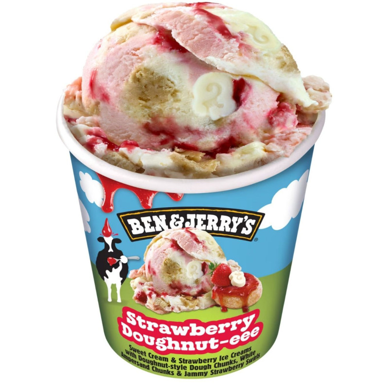 B&J Strawberry Doughnut valgomieji ledai, 465ml