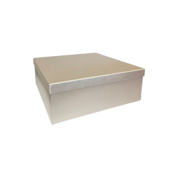 Popierinė dovanų dėžutė dramblio kaulo spalvos 24,5 x 24,5 x 9 cm, 1 vnt