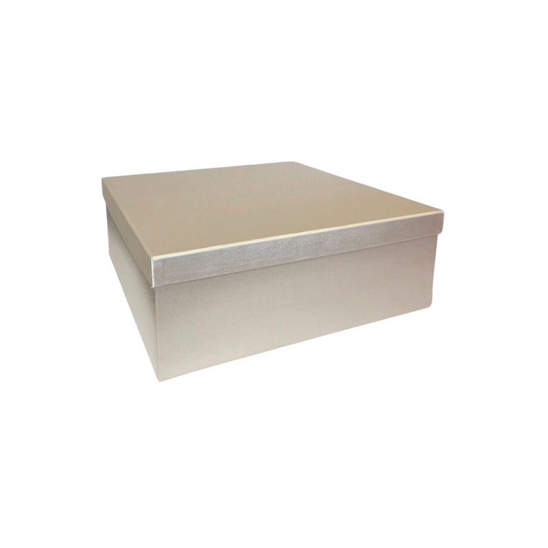 Popierinė dovanų dėžutė dramblio kaulo spalvos 24,5 x 24,5 x 9 cm, 1 vnt