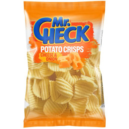 Bulvių traškučiai Mr. Check su sūriu ir svogūnais, 150g