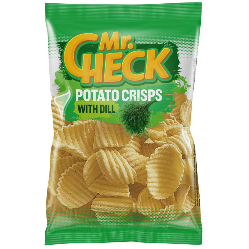 Bulvių traškučiai Mr. Check su krapais, 150g