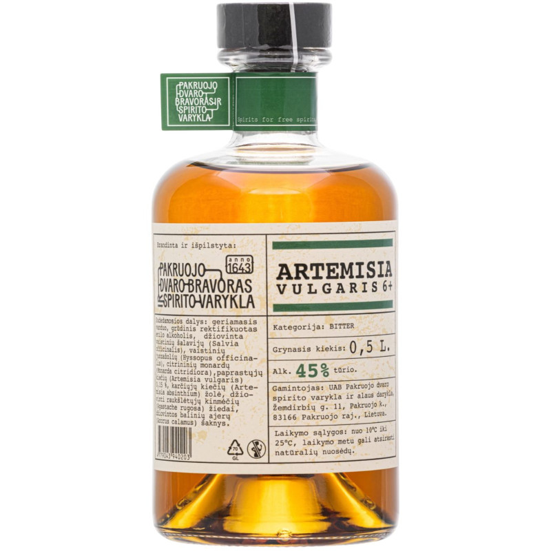 Bitter (trauktinė) Pakruojo dvaro Artemisia Vulgaris 6+ (45%), 500 ml