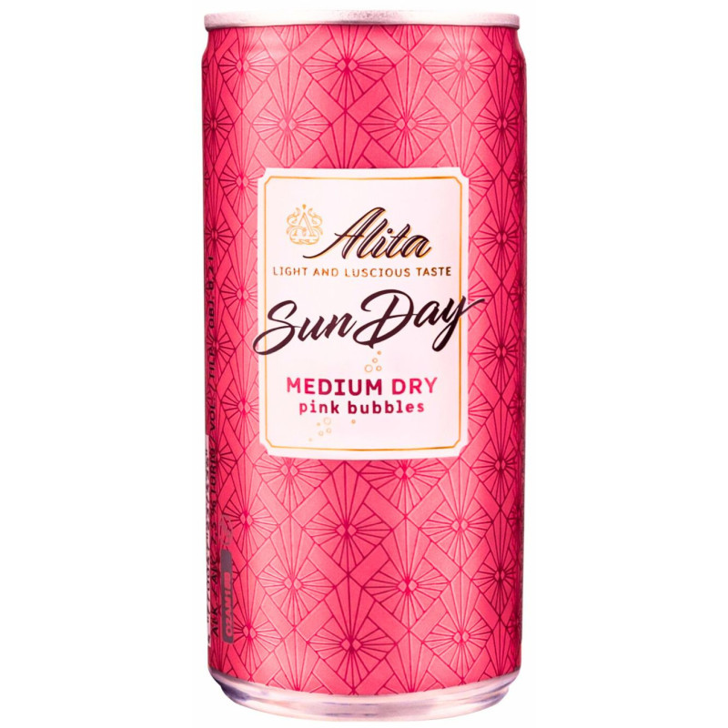 Gazuotas vaisių  vyno gėrimas  Alita Sun Day pusiau sausas (7.5%), 200 ml