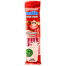 Pieno šiaudeliai Quick Milk braškių skonio, 30g
