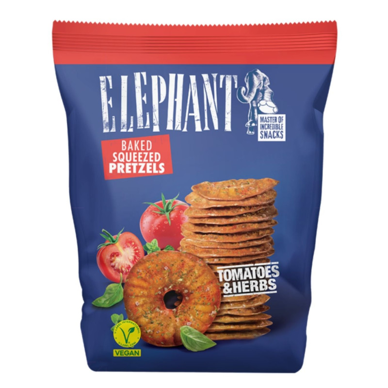 Traškūs krekeriai su pomidorais ir žolelėmis Elephant, 70g