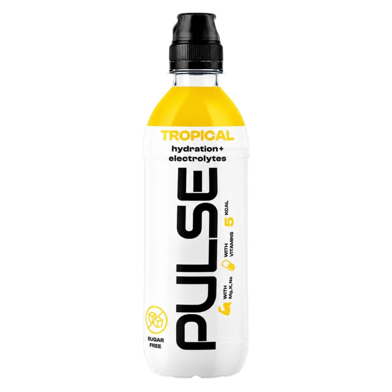 Negazuotas gaivusis gėrimas Pulse pasiflorų ir ananasų skonio, be cukraus su elektrolitais, 500 ml