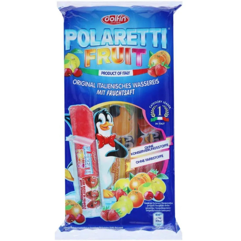 Šaldomi ledai Dolfin Polaretti Fruit įvairių vaisių skonio, 10*40ml