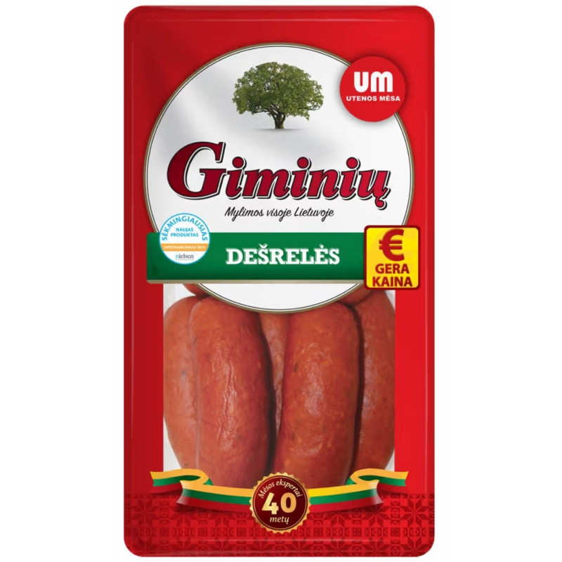 Karšto rūkymo Giminių dešrelės, 800g