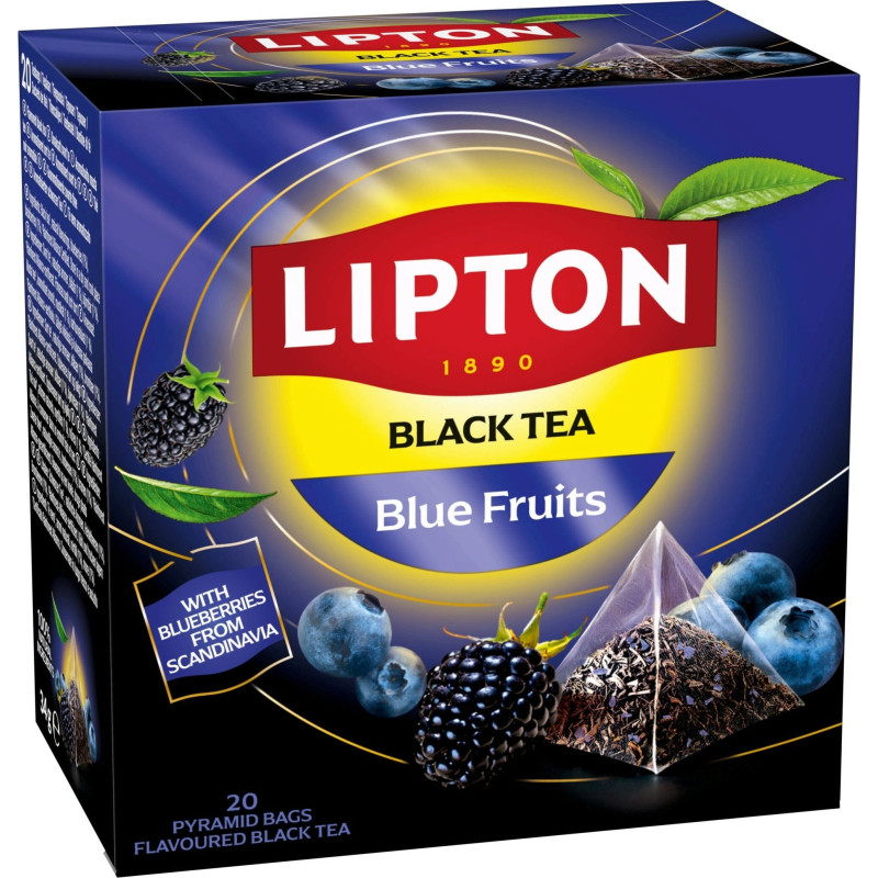 Aromatizuota juodoji arbata Lipton Blue Fruits 20 pakelių, 34g