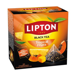Aromatizuota juodoji arbata Lipton Tropical Fruits 20 pakelių, 34g