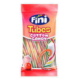 Vaisių skonio saldainiai guminukai Fini Tubes 80g su cukraus vata