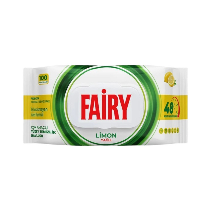 Drėgnos servetėlės Fairy paviršių valymui citrinų kvapo, 100vnt