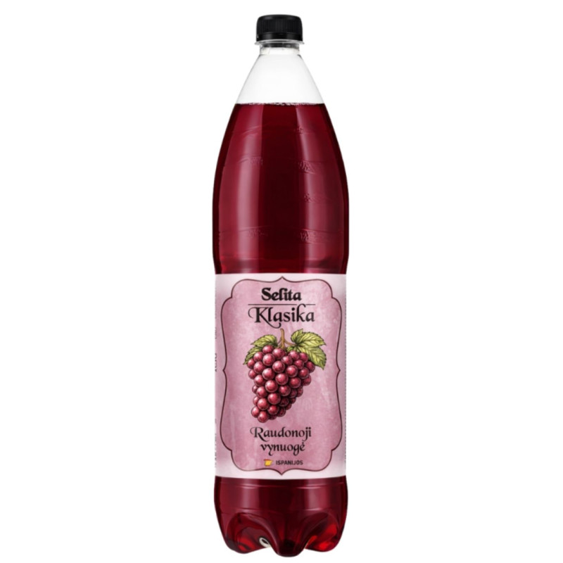 Vynuogių skonio gazuotas gaivusis gėrimas Selita Klasika Raudonoji vynuogė, 1.5l