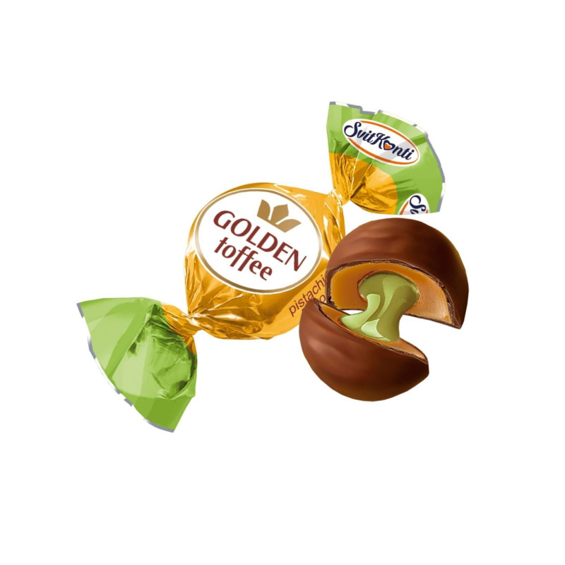 Saldainiai GOLDEN Toffee su pistacijų skonio įdaru, 1kg