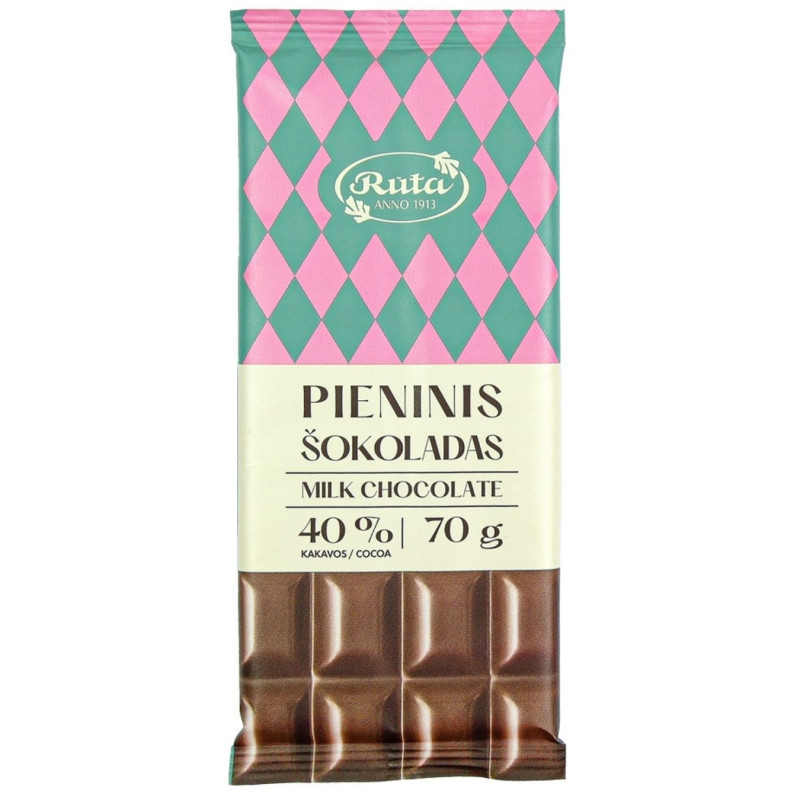 Pieninis šokoladas Rūta 40%, 70g