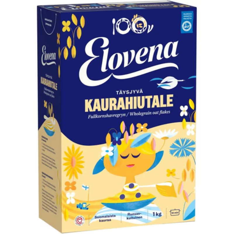 Pilno grūdo avižų dribsniai Elovena, 1kg