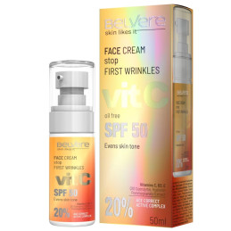Švytėjimą suteikiantis veido kremas BELVERE vitC SPF50 50 ml