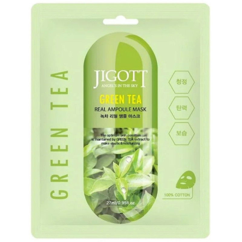 JIGOTT lakštinė veido kaukė GREEN TEA 27 ml
