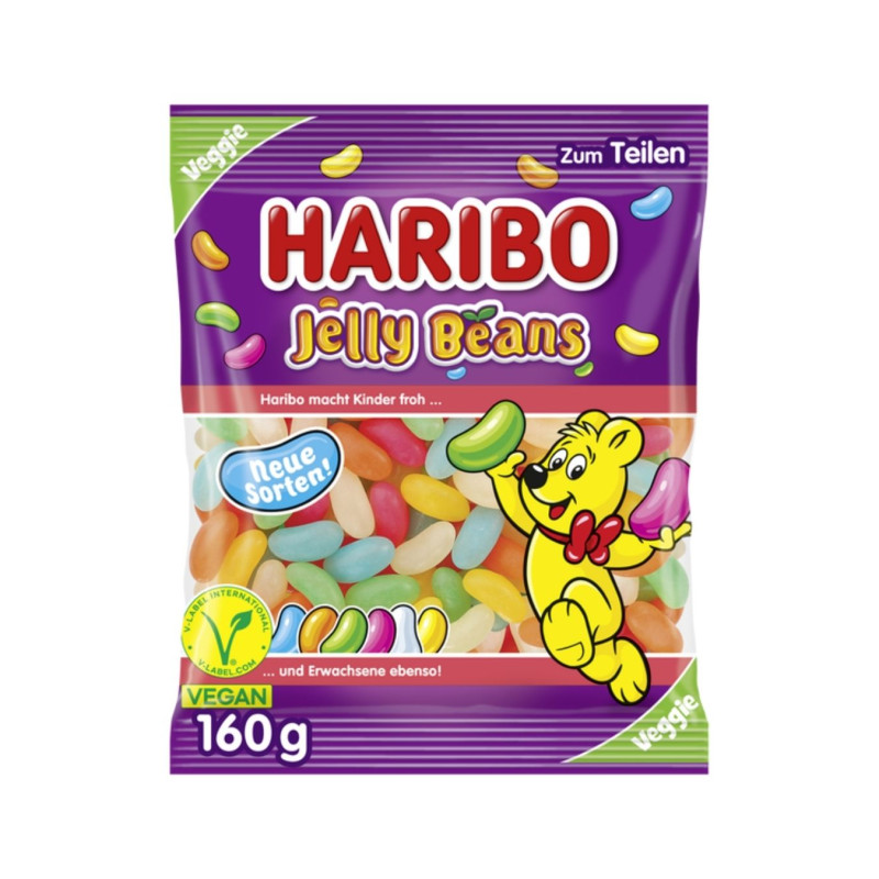 Haribo Jelly Beans, cukrinė dražė su želė įdaru, 160 g