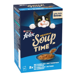Sriuba katėms Felix su menkėmis, tunais, plekšnėmis, 6 x 48 g