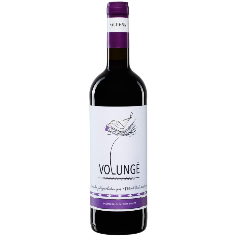 Vynas raudonas pusiau saldus Volungė juodųjų serbentų (8.5%), 750 ml