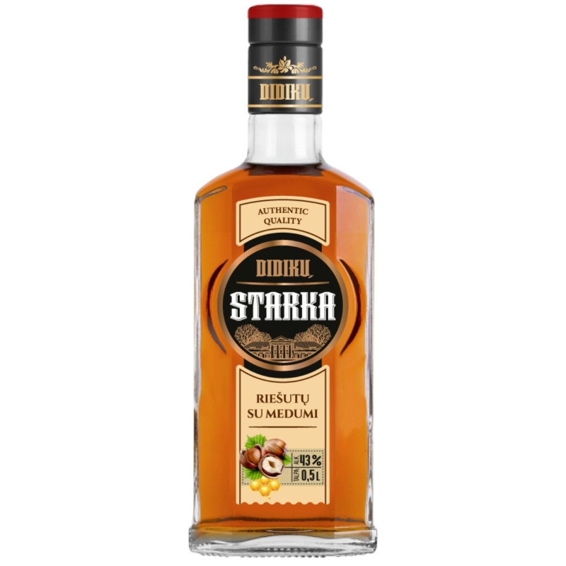 Spiritinis gėrimas Didikų Starka riešutų su medumi (43%), 500 ml